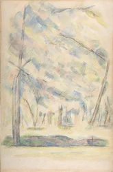 Landschap recto, schets van rotsen verso
