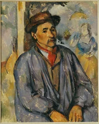 Boer in een blauw shirt
