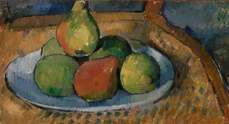 Bord met fruit op een stoel