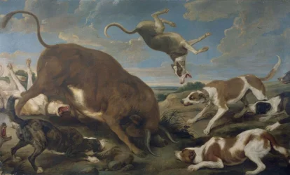 Stier aangevallen door honden – 17e eeuw – Barok Vlaams