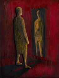 Gouden figuur in reflectie