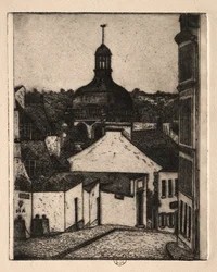 Zes Etsen: Notre Dame Straat, Pontoise, 1895