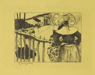 Bretonse vrouwen bij een hek, 1889