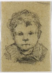 Emil Gauguin als kind met kraagshirt, ca. 1875-76 (zwart krijt )