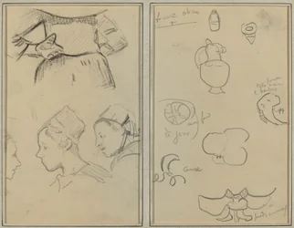 Vier studies van Bretonse vrouwen; vormen en vazen [verso]