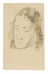 Hoofd van een Tahitiaanse vrouw (recto), schetsen van anatomische details (verso)