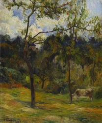 Normandisch landschap: Koe in een weide, 1884