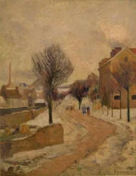 Parijse voorstad in de sneeuw