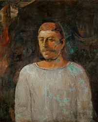 Paul Gauguin in eenvoudige tuniek, zelfportret (olieverf op doek)