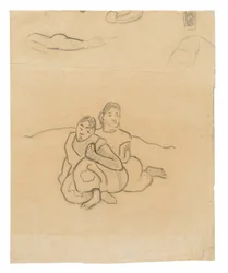 Zittende Tahitiaanse vrouwen (gerelateerd aan het schilderij Nafea faa ipoipo [Wanneer ga je trouwen?]) en andere schetsen
