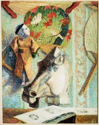 Stilleven met paardenhoofd (olieverf op doek)