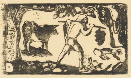 Tahitiaan die Bananen Draagt Le porteur de fei, in of na 1895