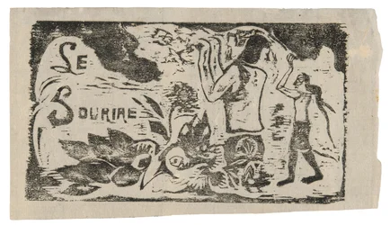 Tahitians, bloemen en bladeren, hoofddeksel voor Le sourire