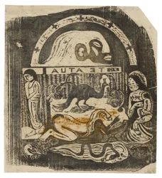 Te atua (De God), uit de suite van late houtsneden