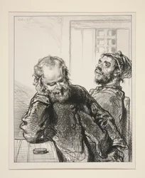 (IN DE GEVANGENIS.)