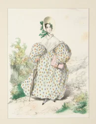 Op het platteland. Juli 1835. Jurk van jaconas