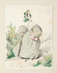 Op het platteland. Juli 1835. Jurk van jaconet...