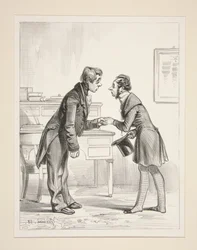 De dag van het vertrek van een garnizoen. Mijn beste burgemeester, hoe gaat het met u?... en mevrouw?...