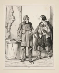 De verliefde (roepend in de coulissen) Mijn vader!...