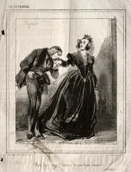 De actrices: Zult u ons de eer bewijzen onze hand te kussen?, 1843.