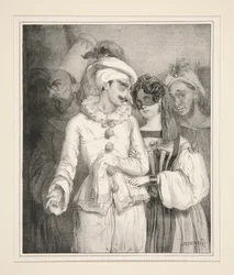 Maskerade, naar een aquarel dat aan de auteur toebehoort.