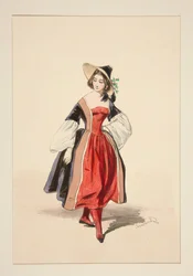 Bergvrouw. Strohoed. ...
