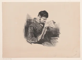 Man in een kamerjas, lezend in de krant