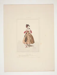 PAYSANNE BASQUE. Chapeau de velours garni de houppes de chenille.