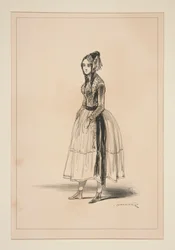 POLONAISE. Bonnet, vest en fluwelen laarzen, versieringen d