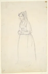 Vrouw in boerenkostuum (recto en verso)
