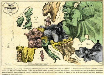 Drolatische kaart van Europa voor 1870