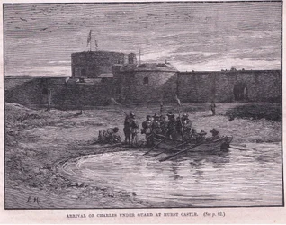 Aankomst van Karel I onder bewaking in Hurst Castle AD 1648