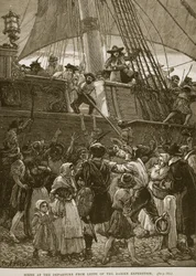 Scène bij het Vertrek uit Leith van de Darien Expeditie, illustratie uit 