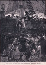 Scène van het vertrek uit Leith van de Darien-expeditie AD 1698