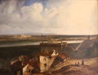 Algemeen uitzicht op Avignon en Villeneuve-les-Avignon, genomen vanuit Fort Saint-Andre