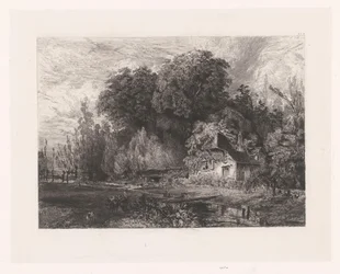 Gezicht op een huis aan de rand van een bos