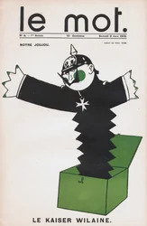 Een van „Het woord”, waarop keizer Wilhelm II als duivels speelgoed in een doos is afgebeeld - Tekening van Paul Iribe (1883-1935), 1915
