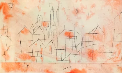 Stad met gotische kathedraal