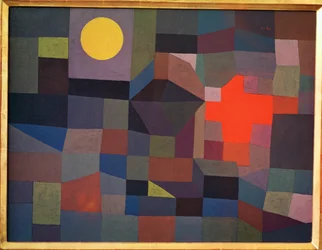 Vuur bij volle maan (schilderij op doek)