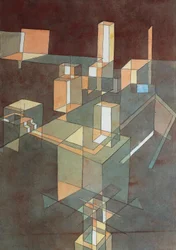 Italiaanse stad door Paul Klee (1879-1940), aquarel op Ingres-papier, 34x23 cm