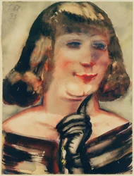 Portret van een dame met zwarte handschoen