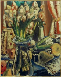 Stilleven met irisbloemen