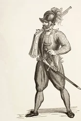 Arquebusier van de 16e eeuw.