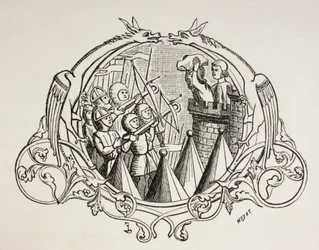 Aanval op een versterkte plaats, naar een dertiende-eeuwse miniatuur.