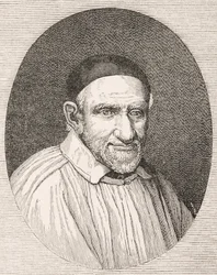 Vincentius de Paul 1581 - 1660. Franse katholieke priester en heilige. Naar een werk van Simon Francois.