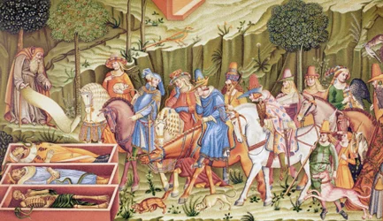 De Triomf van de Dood, Fresco in het Campo-Santo, Pisa, Italië, toegeschreven aan Francesco Traini.