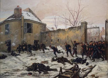 Aanval op een kasteel door mobiele bewakers in 1870, eind 19e eeuw