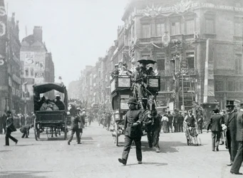 Ludgate Circus, Londen, voorbereid voor het Diamanten Jubileum van Koningin Victoria, 1897