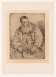Portret van een zittende man met baard