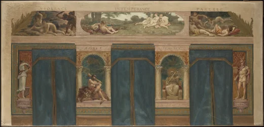 Schets voor het gemeentehuis van Saint-Maur-des-Fossés: Les Vertus opposées aux Vices (Kracht - Gerechtigheid), in 1883 (olieverf op doek)